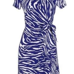 Diane von Furstenberg Blue & White Tiger Zoe Dress
